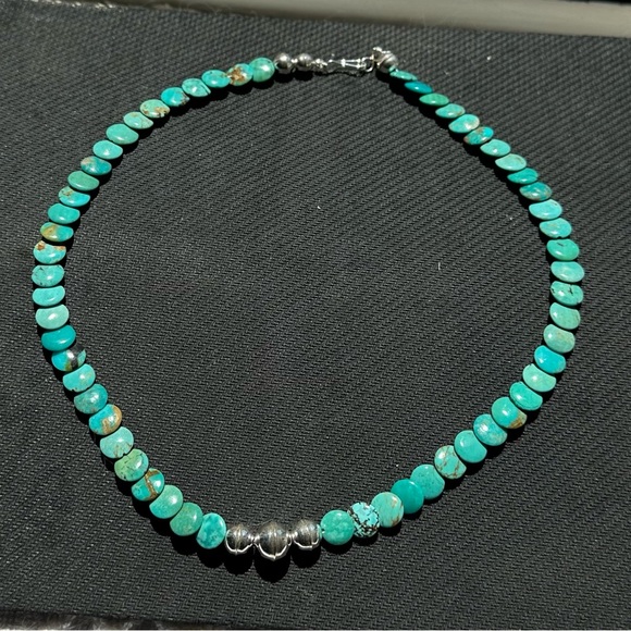 Hand Crafted Jewelry - Hand Crafted Unique Earth “One of a Kind” Turquoise & Sterling Silver Necklace.